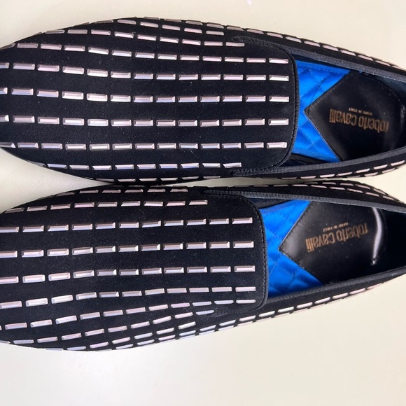 ROBERTO CAVALLI Elegant Black Leather Slip-On Loafers with Cushioned Insole - Picture 2 of 13